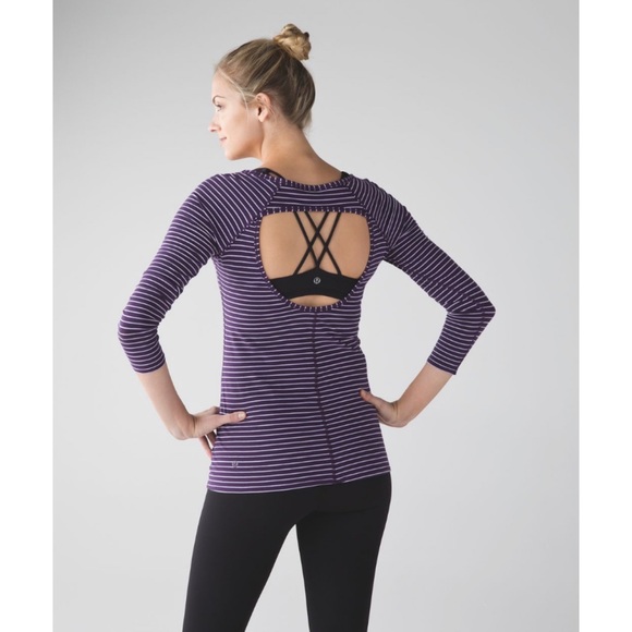 lululemon athletica Tops - Lululemon Physically Fit Long Sleeve Tee Parallel Stripe Deep Zinfandel 6